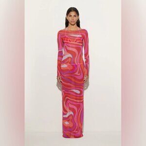 NWOT ！Pucci Marmo semi-sheer maxi dress